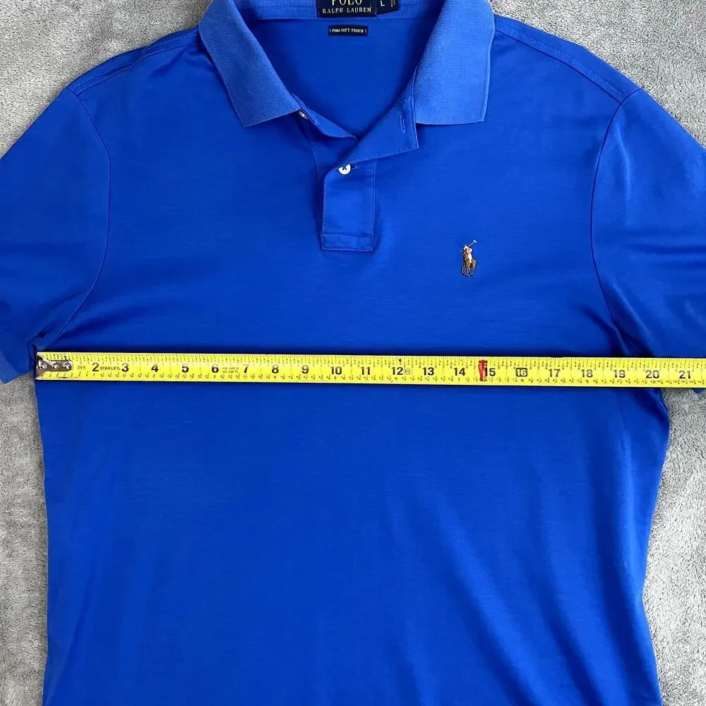 Polo Ralph Lauren Polo Shirt Mens L Blue Flesh Pony Pima‎ Cotton Golf Classic